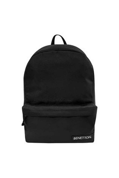 Benetton Black Backpack with White Embossed Letters 30 x 14 x 44 cm -