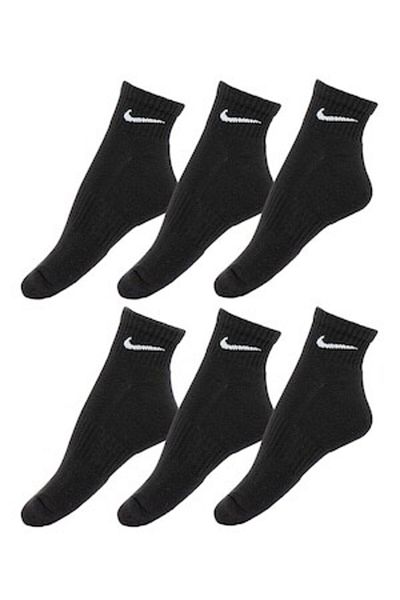 Nike Everyday Ankle Socks for Fitness - 6 Pairs, Black, L