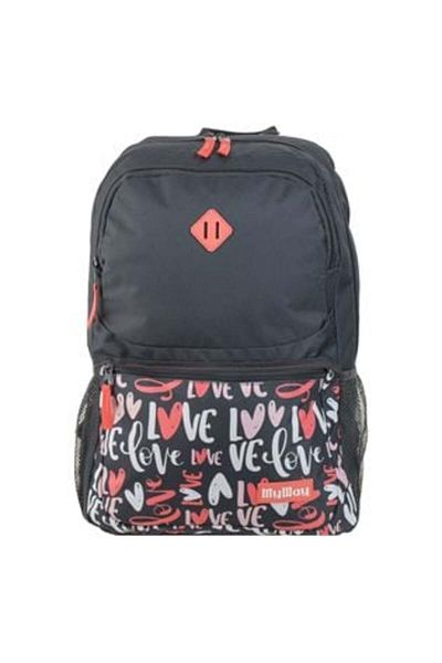 OEM Rucsac gri cu inimioare „Love My Way” - 33 x 13 x 46 cm