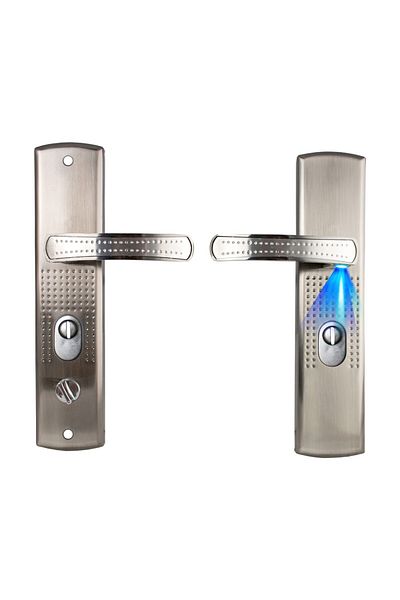 OEM Handle with shield and LED, universal, standard lock, compatible with metal doors Baron, Kastilio, B