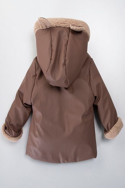 PODİUM GİYİM New Season Cute Bear Soft Fabric Winter Fur-Lined Fleece-Lined Hooded Pocket Water Repellent Coat