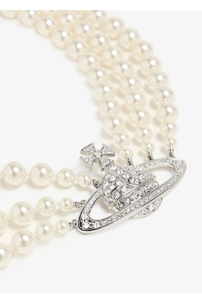 Vivienne Westwood Üç Sıralı İnci Maxi Orb Choker Kolye