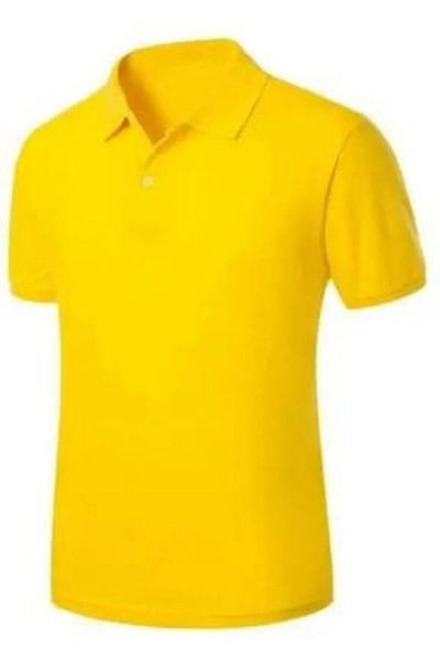 Queenchic Long Sleeve Polo Collar Casual 2 Button Adult Yellow T-Shirt - Yellow - Bynvaumx-Uhz-Rsar-Yet