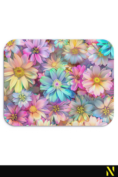 nilizma Πολύχρωμο εργονομικό ποντίκι με μοτίβο λουλουδιών - 23 cm x 19 cm - Αντιολισθητική βάση για χρήση στο σπίτι και στο γραφείο