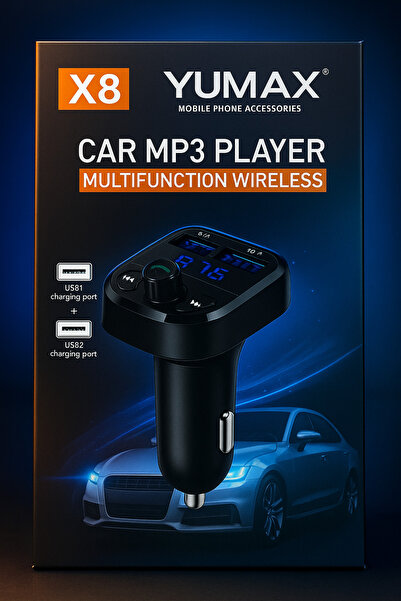 DoHa HOUSE YUMAX X8 Araç İçi Bluetooth FM Transmitter MP3 Çalar ve Çift USB H...