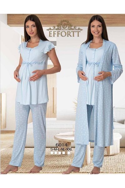EM&FA TEKSTİL Pregnant Maternity Pajama Set with Robe