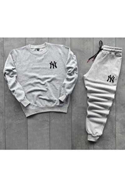 özcstore بدلة رياضية للرجال / النساء برقبة دائرية مطبوعة من نيويورك