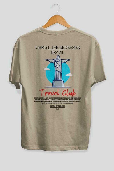 Ankhises Christ The Redeemer Brazil Back Printed Oversize T-shirt Ανδρικό Γυναικείο Βαμβακερό μπλουζάκι με λαιμόκοψη