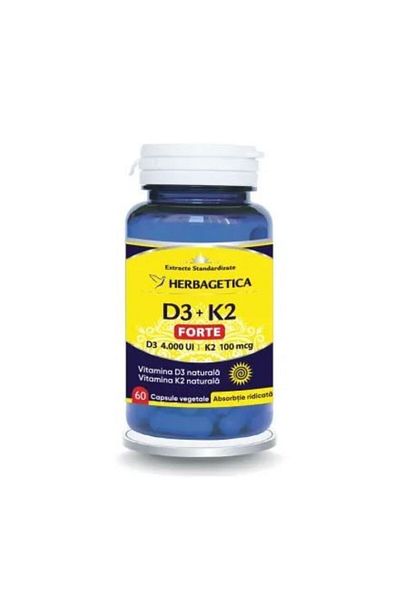 herbagetica Vitamin D3+K2 Forte, 60 capsules,