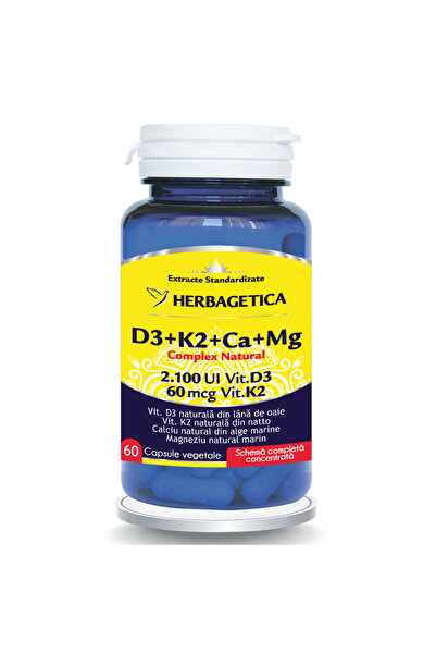 herbagetica Complex D3+K2+Ca+Mg, 60 capsule vegetale,