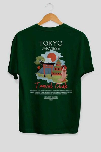 Ankhises Tokyo Japanese Back Printed Oversize T-Shirt Men Women Cotton Crew Neck Tshirt