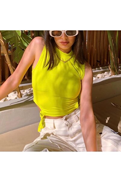 LEE LOLAN Kadın Bel Bağcıklı Detay Boğazlı Bluz