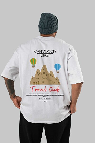 Ankhises Καππαδοκία Τουρκία Μπλουζάκι με στάμπα στην πλάτη Λευκό Oversize Ανδ...