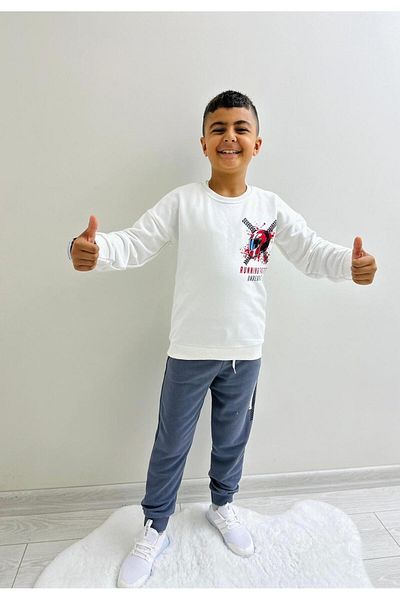 herkesemoda Runni̇G Faster Text Detail Printed Unsharded 3 Thread Boy's Suit