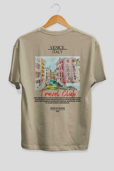 Ankhises Venice Italy Back Printed Oversize T-shirt Ανδρικό Γυναικείο Βαμβακερό μπλουζάκι με λαιμόκοψη