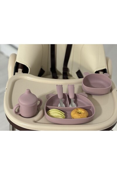 Mixbo Set 5 piese hranire bebelusi si copii Mixbo, silicon, 6 luni +, lila