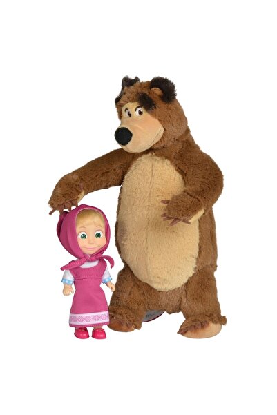 Simba Set Masha and The Bear plush bear 25 cm and doll Masha 12 cm + Intelligent Modeling Clay, mult