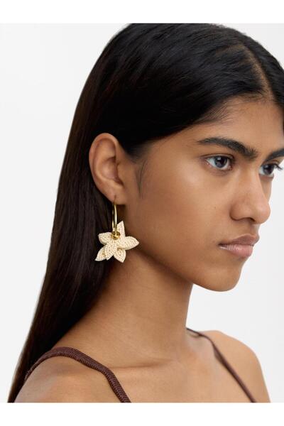 PARFOIS Boncuklu Çiçekli Halka Küpe