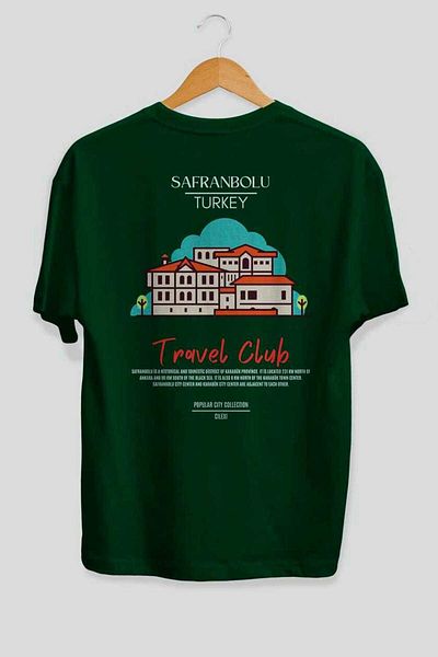 Ankhises Safranbolu Turkey Back Printed Oversize T-Shirt Men Women Cotton Crew Neck Tshirt