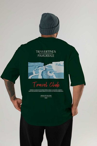 Ankhises Travertines Pamukkale Back Printed Oversize T-Shirt Men Women Cotton Crewneck Tshirt