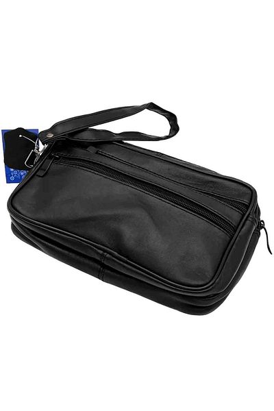 OEM Men's handbag made of genuine leather, Black, 23x14x4 cm