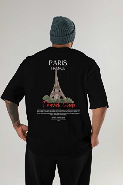 Ankhises Paris France Tricou oversize imprimat pe spate Bărbați Femei Tricou din bumbac cu decolteu