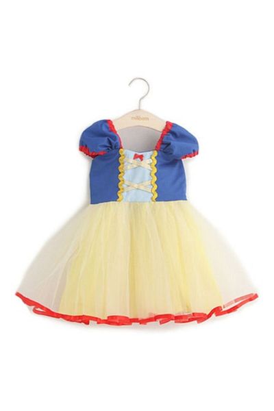 Mixbo Rochie fetite pentru carnaval cu bordura rosie Mixbo, Printesa, satin/tul, 1-2 ani, albastru/galben