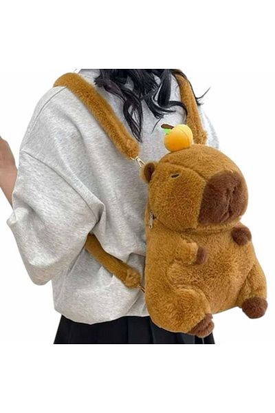 OEM Plush Toy Backpack, Capybara, Brown, 30 cm