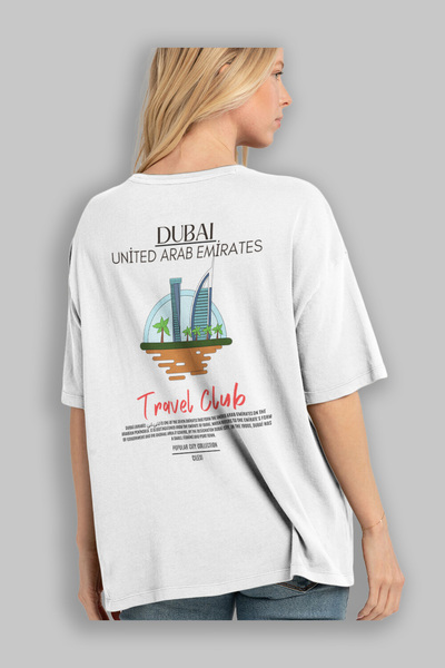 Ankhises Ντουμπάι Ηνωμένα Αραβικά Εμιράτα Μπλουζάκι με στάμπα πίσω μεγάλου μεγέθους Ανδρικό γυναικείο βαμβακερό μπλουζάκι με λαιμόκοψη