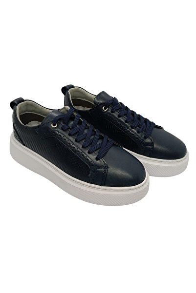 Forstep Sneaker Erkek Hakiki Deri Ultra Rahat Bağcıklı Lacivert Günlük Ayakkabı