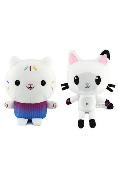 Dms Set 2 Plush Toys, Gabby Dollhouse, Happy Cats, 25 Cm, White Rose