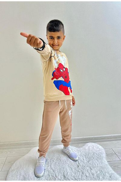 herkesemoda Spider Printed Unsharded 3 Thread Boy's Suit