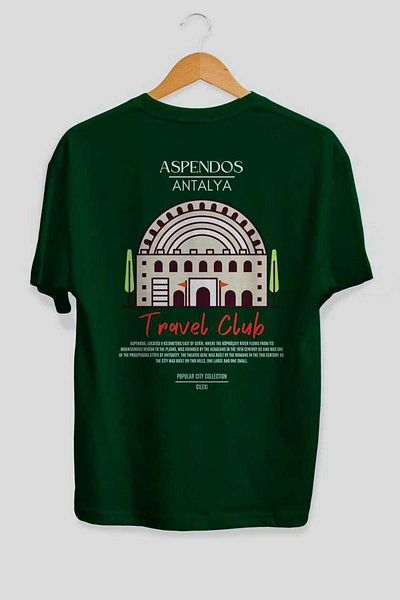 Ankhises Aspendos Antalya Back Printed Oversize T-Shirt Men Women Cotton Crew Neck Tshirt