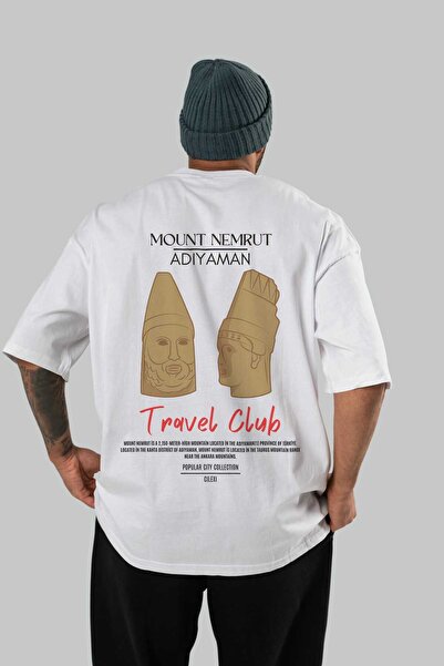 Ankhises Mount Nemrut Adiyaman Tricou oversize alb cu imprimeu pe spate Bărba...