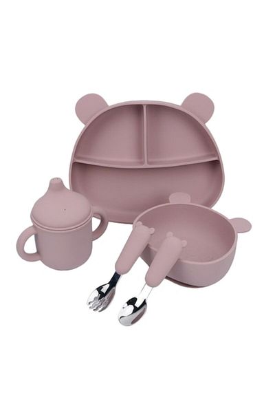 Mixbo Set 5 piese hranire bebelusi si copii Mixbo, silicon, 6 luni +, lila