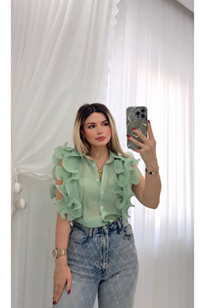 DENİZ Kolsuz Omuz Detaylı Gömlek