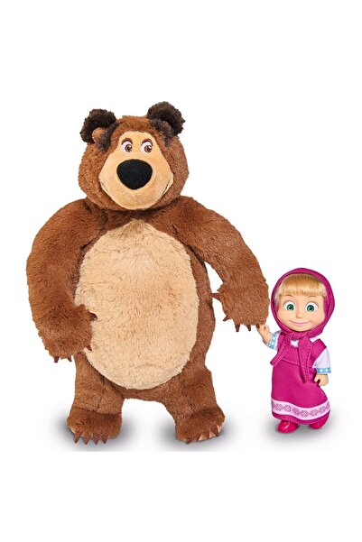 Simba Set Masha and The Bear plush bear 25 cm and doll Masha 12 cm + Intelligent Modeling Clay, mult