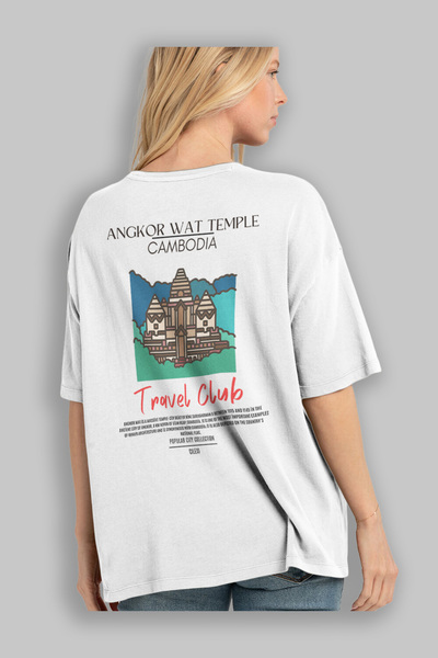 Ankhises Angkor Wat Temple Cambodia Μπλουζάκι με στάμπα μεγάλου μεγέθους Ανδρικό Γυναικείο Βαμβακερό μπλουζάκι με λαιμόκοψη