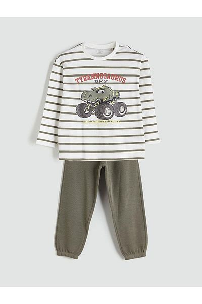 LC Waikiki Crew Neck Printed Baby Boy Sweatshirt and Tracksuit Bottom 2-Piece (W5)