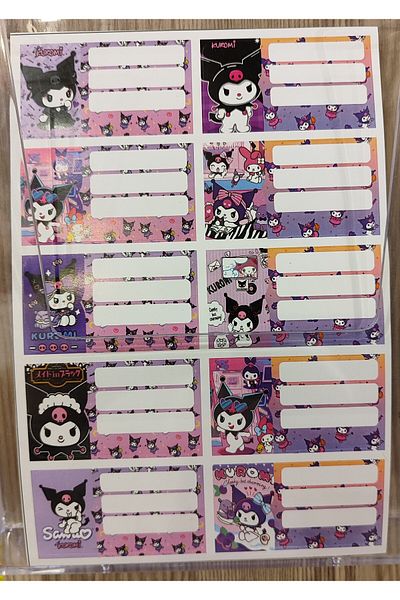 ada çanta kırtasiye 10 Sheets of School Stickers with Kuromi Figures (1 Sheet=10 Stickers)