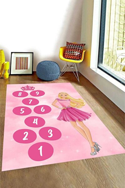 LovisaHome Pembe Dijital Baskılı Seksek Oyun Halısı