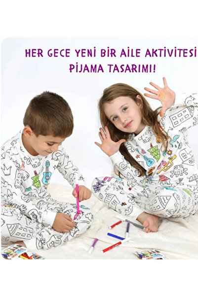 Tarık Boyanabilir sevilen figürler ile unisex Pijama takımı(boyama kalemi hediyeli)