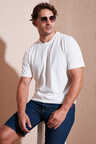 Buratti Ανδρικό μπλουζάκι με βαμβακερό στάμπα, κανονική εφαρμογή, λαιμόκοψη ποδηλάτου 59020205