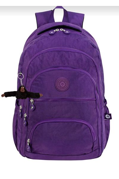 çantamgelsin Luxury Crinkle Fabric High School and Middle School Backpack + Monkey Keychain Gift