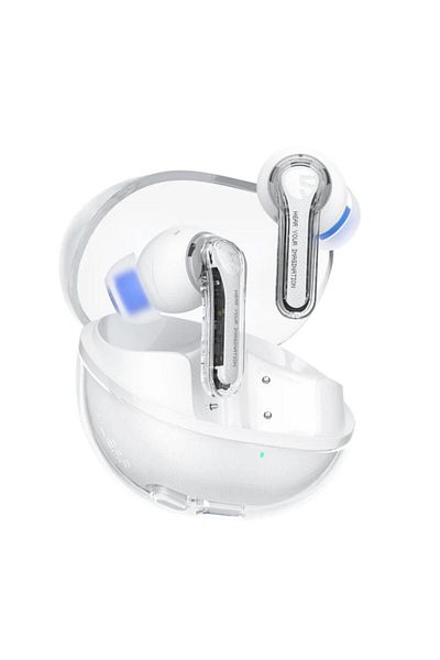 SoundPEATS Wireless Headphones Clear Pods White – Transparent Design, Clear Sound, 40h Battery Lif