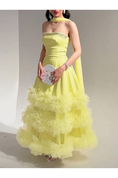SOOL Layered Lemon Evening Gown