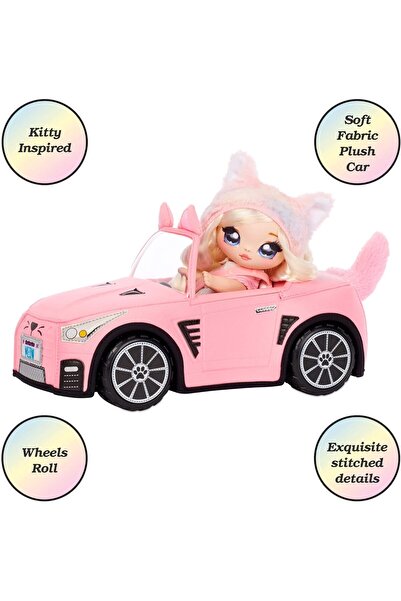 Na! Na! Na! Na! Na! Na! Cabriolet moale de pluș surpriză - Păpușă roz cu design pisică