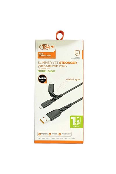 TP TPHONE USB to Type-C Charger Cable Black