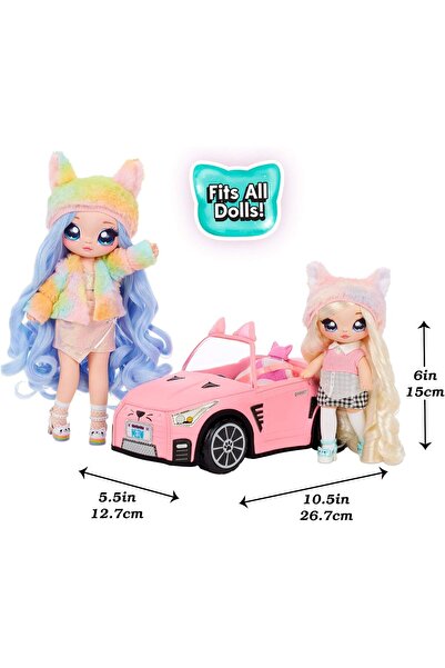 Na! Na! Na! Na! Na! Na! Cabriolet moale de pluș surpriză - Păpușă roz cu design pisică