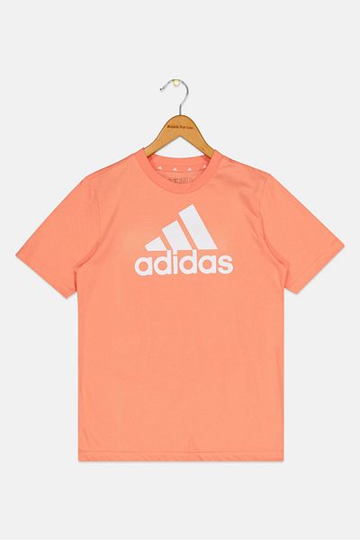 adidas Kids Boy Brand Logo Short Sleeve Outdoor T-shirt, Peach